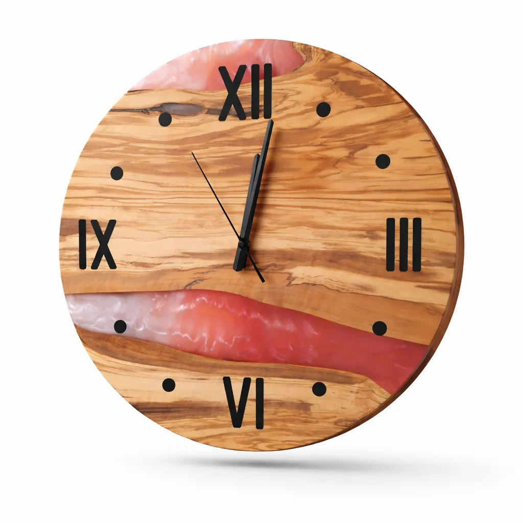 Wanduhr Ø 49 cm mit einzigartigem Olivenholz „zweifarbig“