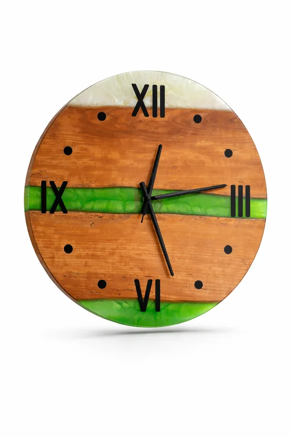 Zwetschgenholz – Wanduhr Ø 49  „zweifarbig“
